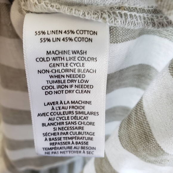 Beachlunchlounge White and Green Short Sleeve Button Down Shirt Linen Blend - Picture 4 of 7